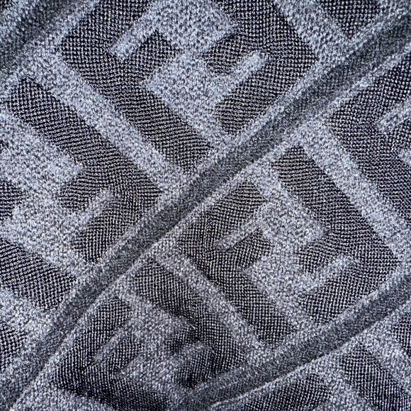 Fendi Dark Grey and Black Diagnol Stripped Zucca Knit Crew Neck Sweater - Picture 4 of 6